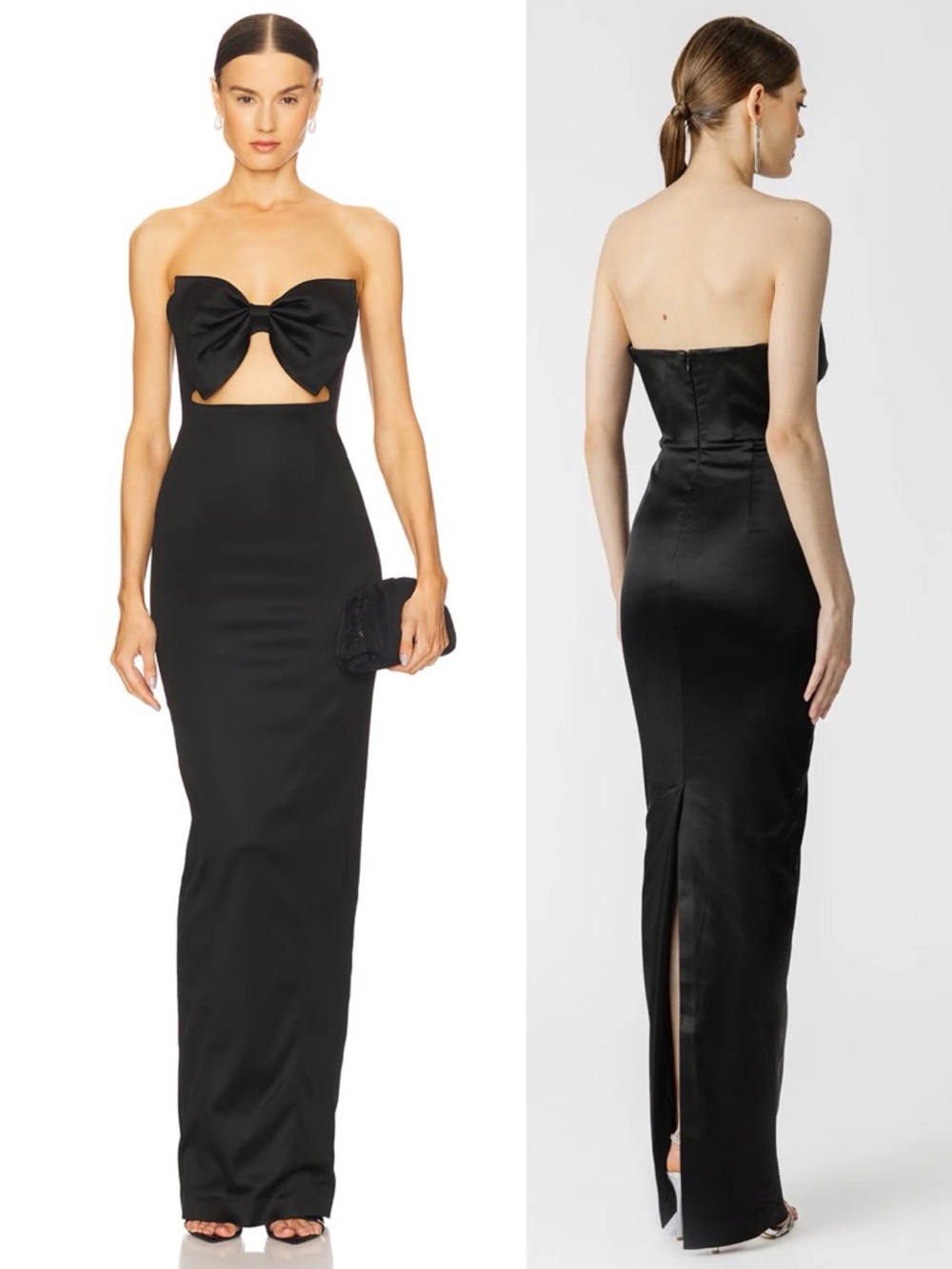SAU Lee Esther Strapless Bow Cutout Pencil Gown Black NEW with tags